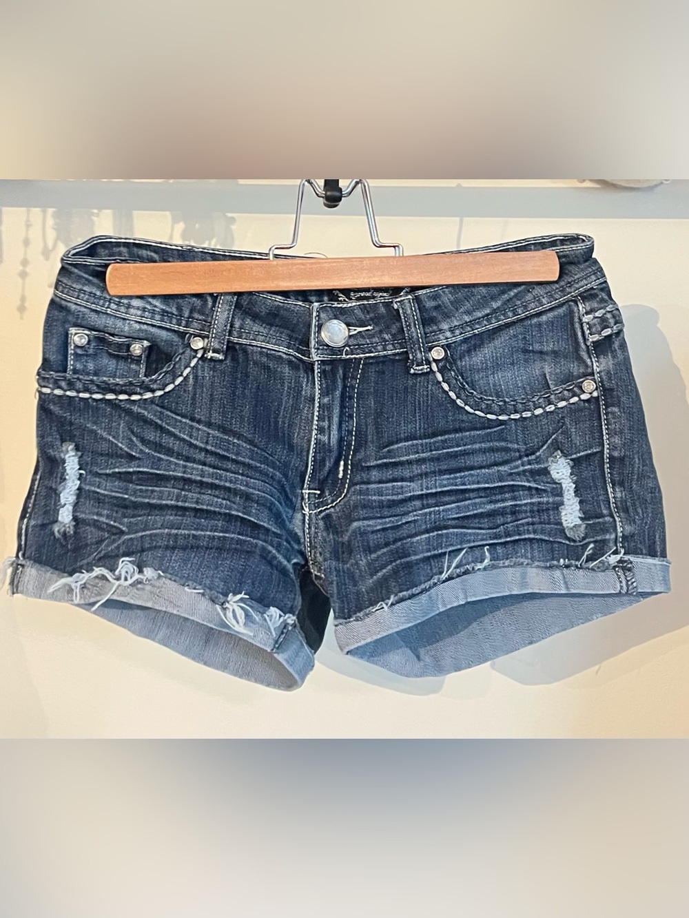 Y2K Distressed denim shorts